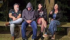 peruvian latina hotwife enjoys dogging with brazilian amateur in public outdoor bent over action