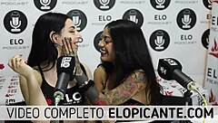 Bisexual Lesbians Kissing Playing With Lollipop