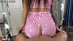 Brunette Babe Gets Assfucked Then Pussy Fucked With Huge Cum In Mouth