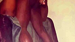 Watch how a massive black cock contrasts with thick ebony stepmom's curves, making her squirt hard in amateur orgasm action