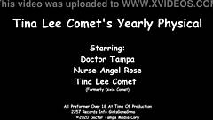 tina lee comet feels so embarrassed during her yearly gyno exam by doctor tampa and nurse angel rose at girlsgonegyno