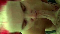 Amber Kneels for Intense Couple Blowjob Session