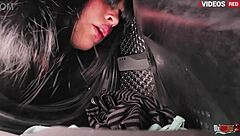 Woman stuck in washing machine gets silly anal fucking and creampie