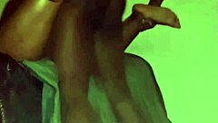 Watch how a massive black cock contrasts with thick ebony stepmom's curves, making her squirt hard in amateur orgasm action