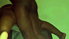 Watch how a massive black cock contrasts with thick ebony stepmom's curves, making her squirt hard in amateur orgasm action