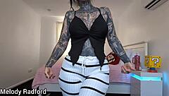 Fit Milf with Huge Fake Tits and Blue Eyes Models in Bedroom Try-On Haul