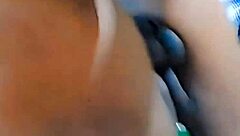 Detailed small cock ebony shemale strips and teases at home with dildo play.