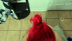 Amber Kneels for Intense Couple Blowjob Session