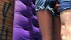 Intriguing assfucking amateur with fuck doll in public favela outdoor sex