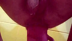 I feel intense pleasure from male squirting with two sandals fisting my stretched ass