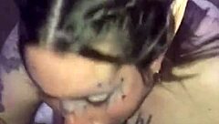 Oh wow, blonde amateur with big natural tits deepthroats black cock on Halloween!