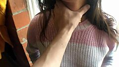 Petite teen blows cock until cum fills mouth