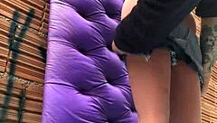 Intriguing assfucking amateur with fuck doll in public favela outdoor sex