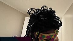 hot ebony babe squirts hard on huge toy during intense interracial casting facial!