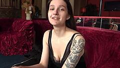 Not so innocent dancer strips at night club, fingers tight shaved pussy in pov interview