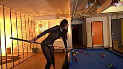 this tall beauty with huge tits licks and worships my tight shaved asshole so sloppily