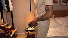 guy finds his mothers thongs and fantasizes about her big ass in bedroom.