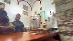 hot latina wives get fucked in bar for bill with cum in mouth action!