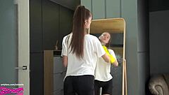 busty brunette gets fucked doggystyle after cleaning apartment