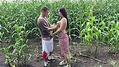 i hooked up with horny girlfriend in rainy cornfield and finished on her ass