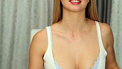 Adorable Cute Blonde Teases Suggestively With Her Massive Big Tits On Display