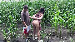 i hooked up with horny girlfriend in rainy cornfield and finished on her ass