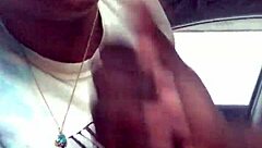 Ebony Slut Delivers Sloppy Public Blowjob in Car Leading to Massive Cumshot