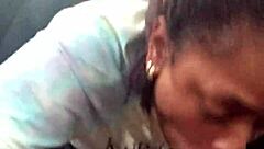 Ebony Slut Delivers Sloppy Public Blowjob in Car Leading to Massive Cumshot