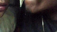 Ebony Slut Delivers Sloppy Public Blowjob in Car Leading to Massive Cumshot