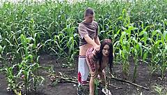 i hooked up with horny girlfriend in rainy cornfield and finished on her ass