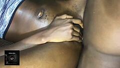 Ebony Hairy Lovers in Wet Homemade Encounter