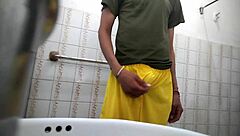 Hey, check out this Italian straight guy getting kinky in the bathroom - what a wild visit!