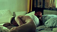 Redhead Milf with Small Tits Gets Passionate Spooning and Cumshot in Bedroom