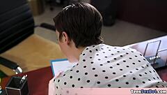 in the office, the extra small 18+ and petite 18+ tomboi secretary got a quickie fuck with blowjob action