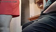 Clothed Kitchen Masturbation to Avoid Stepmom's Detection