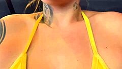 Training at the gym facing Copacabana beach in see-through bikini with my friend, getting all the muscle guys staring at our excited wet pussies!