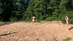 Four Playful Girls Camping Out And Exploring Each Other With Toys
