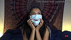 she removed her mask in the hospital and started licking the patient's cock deeply