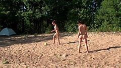 Four Playful Girls Camping Out And Exploring Each Other With Toys