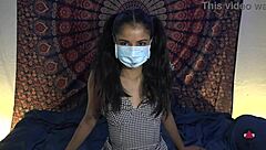 she removed her mask in the hospital and started licking the patient's cock deeply