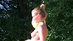 Four Playful Girls Camping Out And Exploring Each Other With Toys