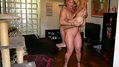 Extreme Deepthroat and Anal Fucking With Muscular Bodybuilder and Big Clit Mature