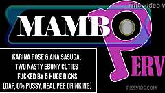 two nasty ebony cuties fucked by huge black cocks