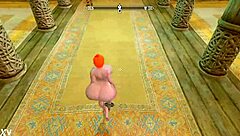 In the world of Skyrim, a big booty redhead struts nude with massive tits bouncing wildly.