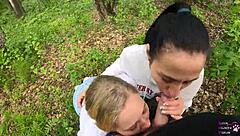 hey guys, can we do this amateur threesome blowjob outdoors with cum in mouth?