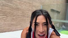 japanese cheerleader shows off her muscular legs and ass for the team workout