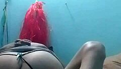Intriguing webcam session with Latina riding cowgirl in sexy thong panties