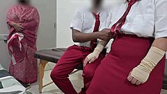 College students engage in passionate sex right in front of their stunned teacher during class.