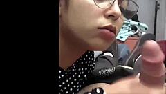 Bold Handjob from Horny Petite Latina Secretary Ends with Lots of Milk in Hand