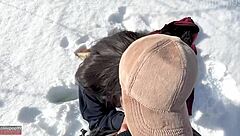 I feel cozy as Asian Lululemon fitness girl stays warm in -20°C outdoor adventure.